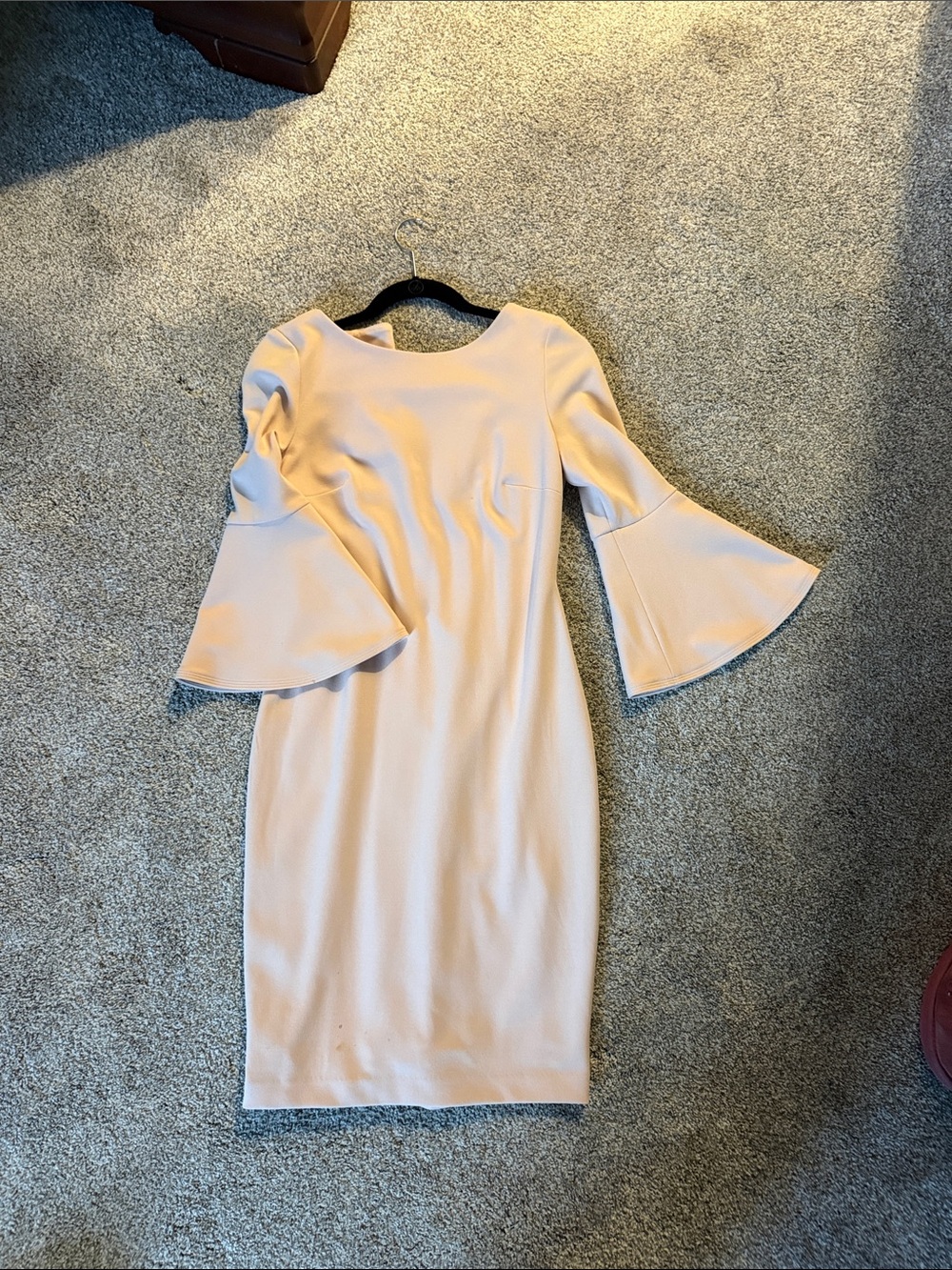 Calvin Klein Light Blush Bell-Sleeve Midi Dress